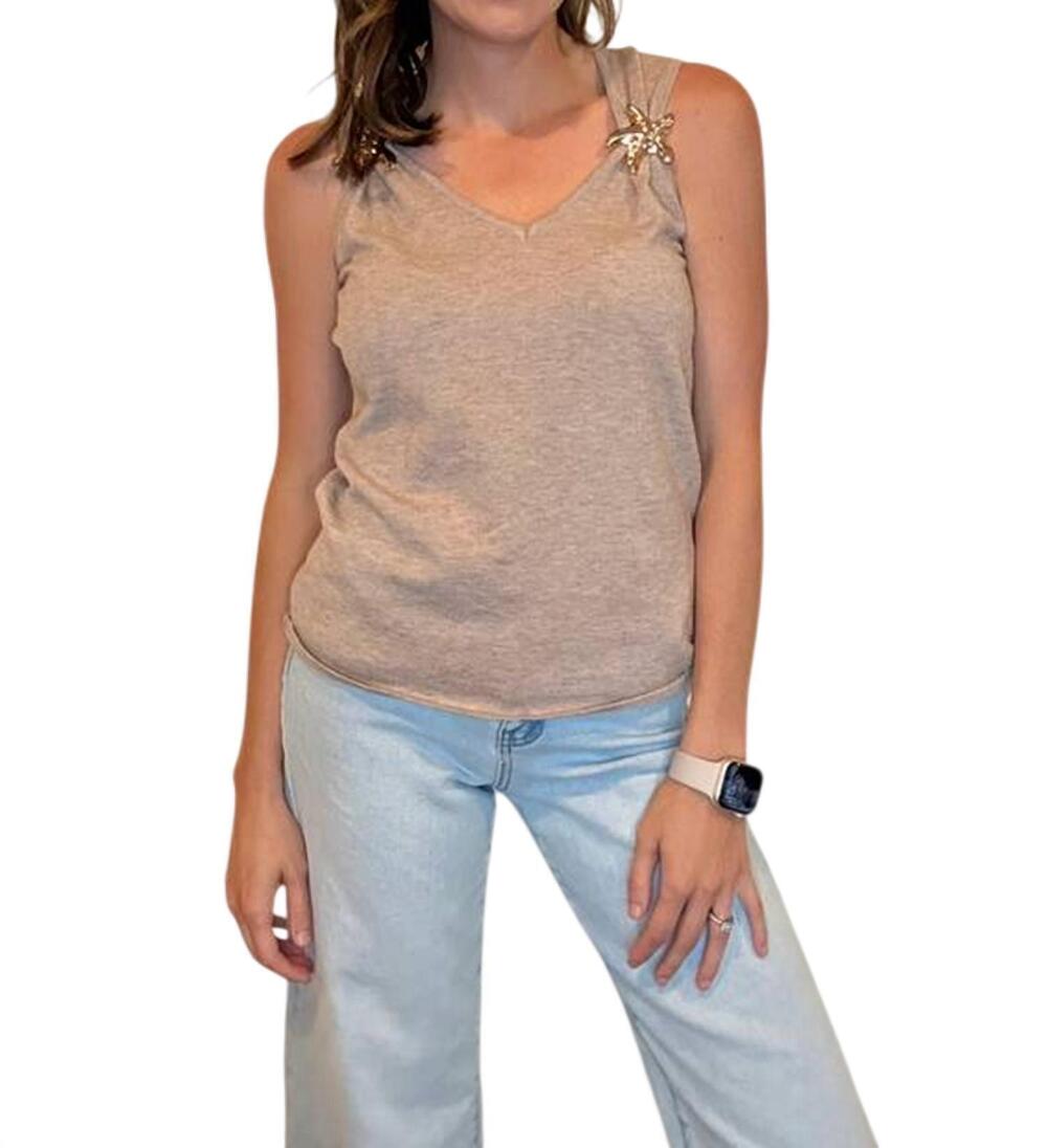 NEW AAPPARELLA seastar detail tank top in gray morn